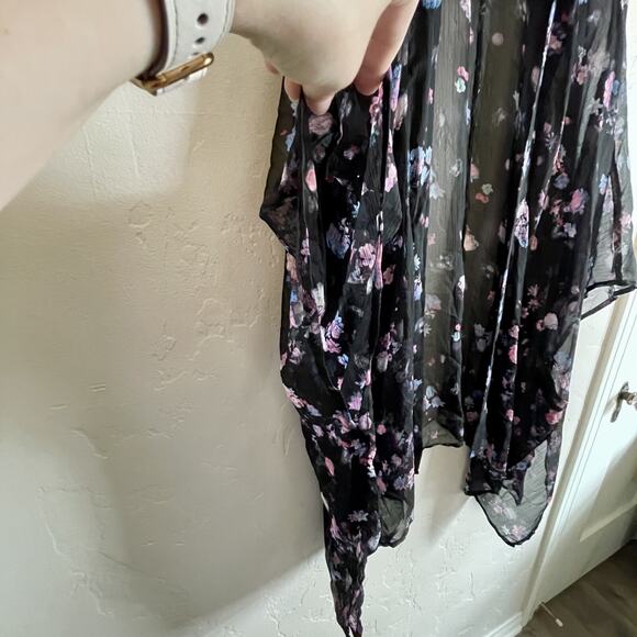 Arizona Jeans Company Size XL-XXL Kimono - Coverup Swim Beach Floral Black - Picture 6 of 8